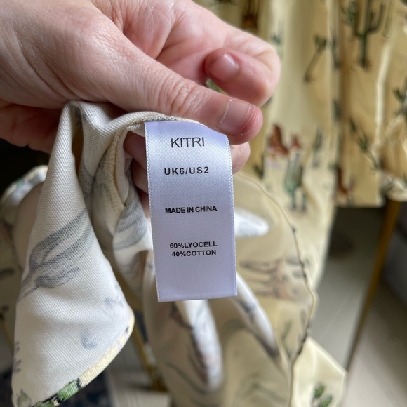 NWOT Jolene Joshua Tree Butter Yellow Print Shirred Western Print Dress - Picture 12 of 12